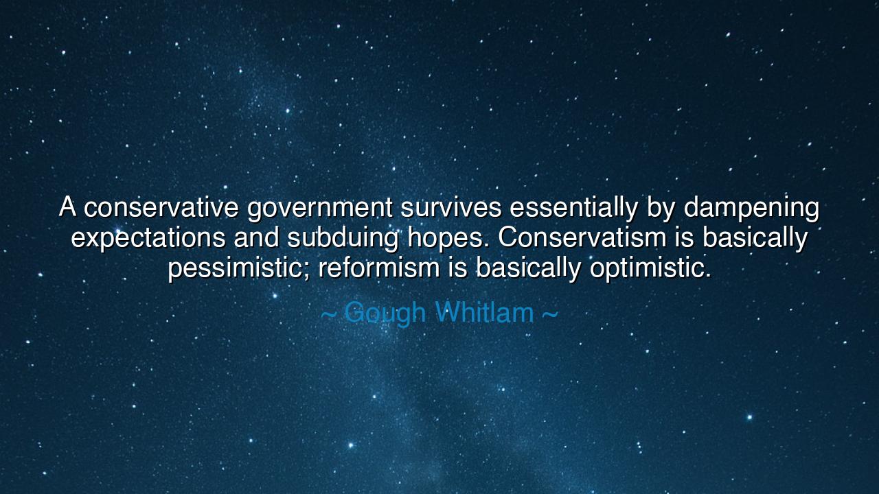 A conservative government survives essentially by dampening