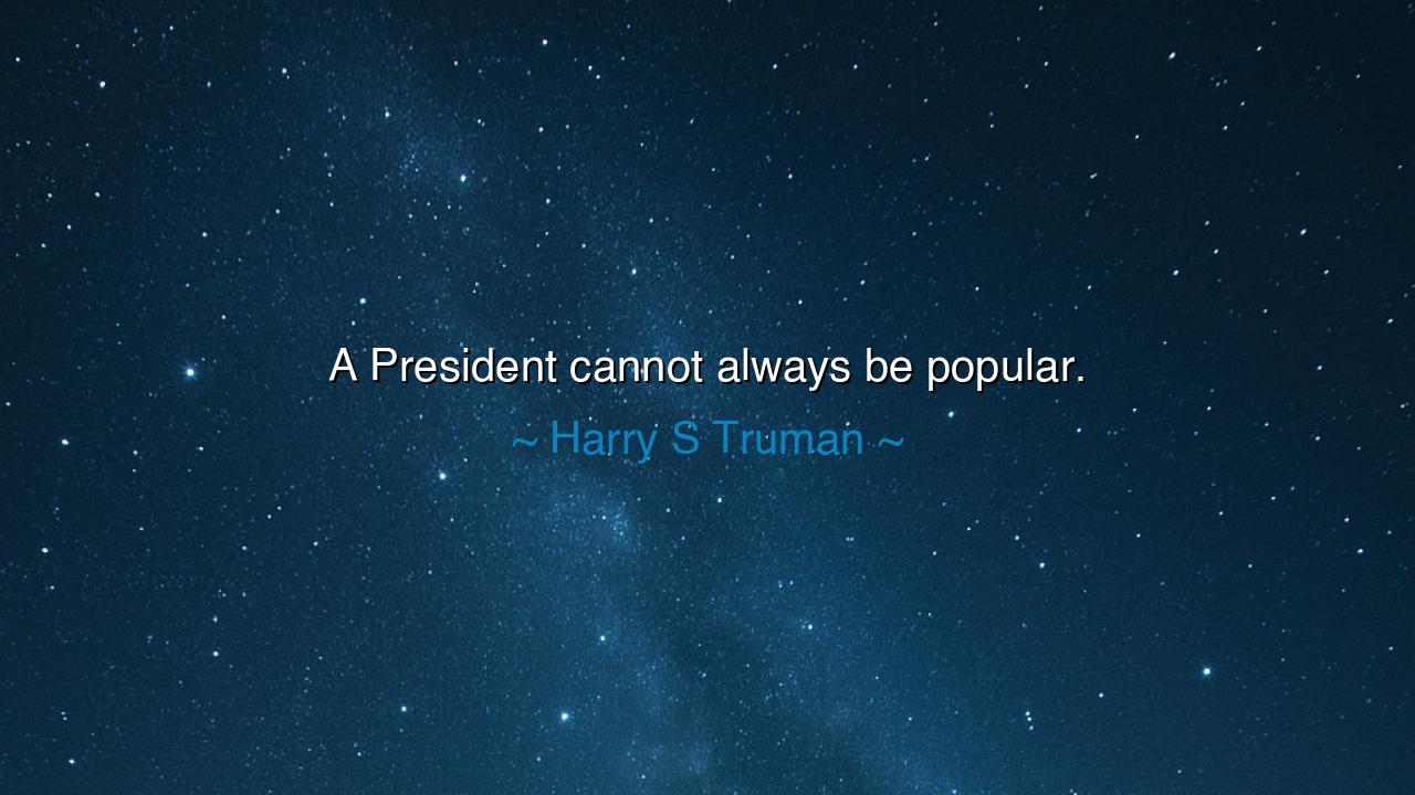 A President cannot always be popular.