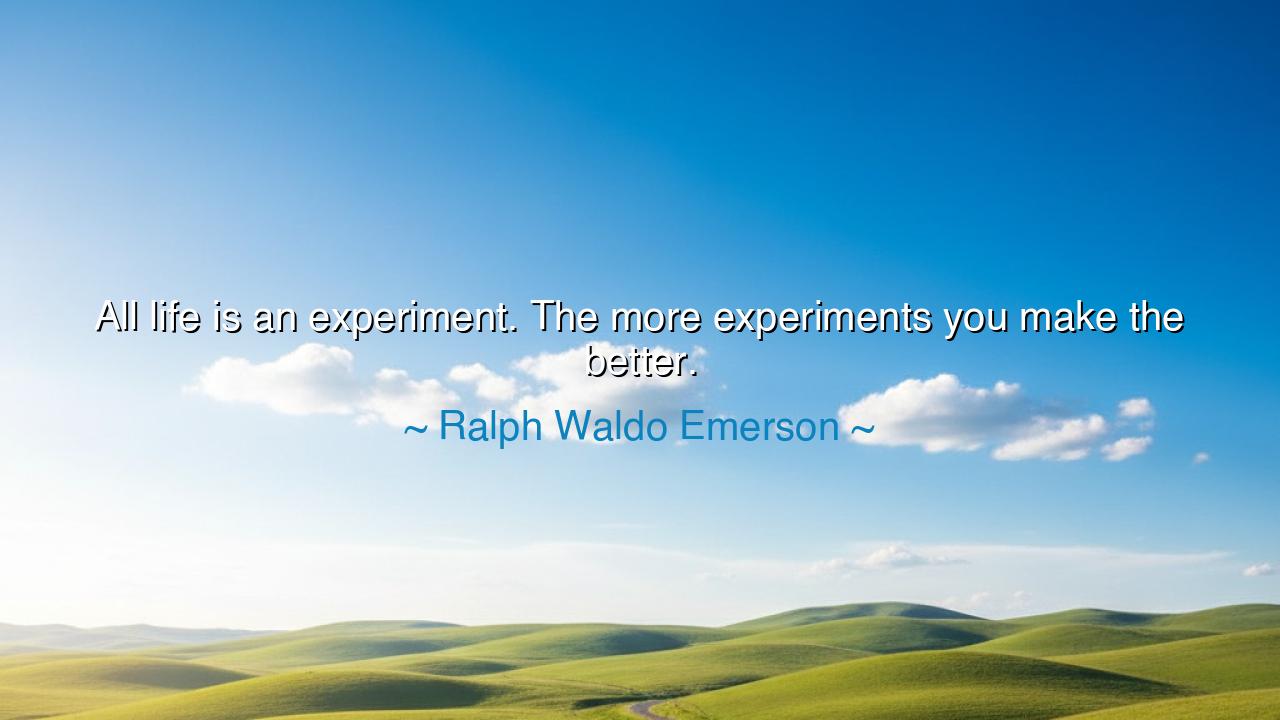 All life is an experiment. The more experiments you make the