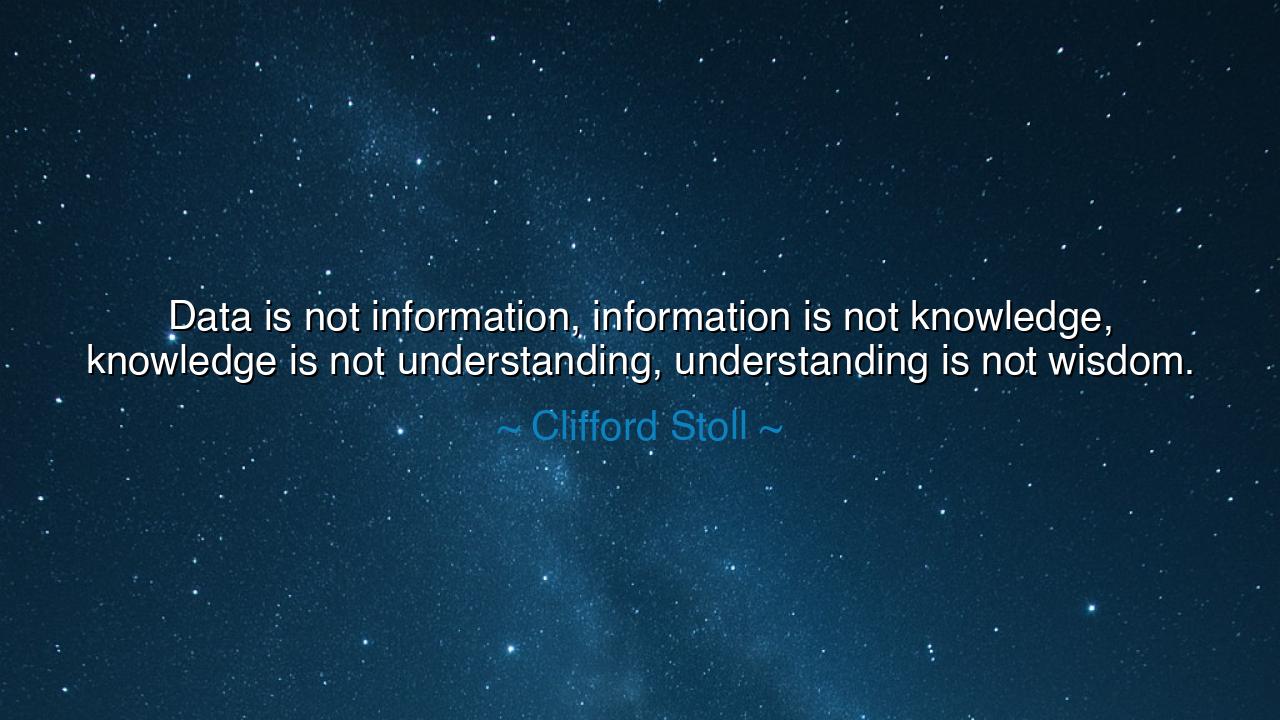 Data is not information, information is not knowledge, knowledge