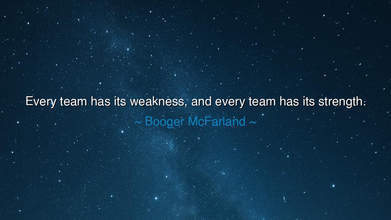 Every team has its weakness, and every team has its strength.