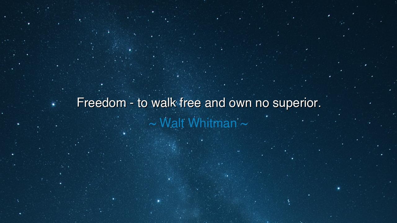 Freedom - to walk free and own no superior.