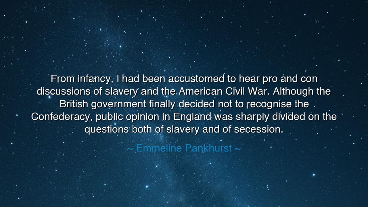 From infancy, I had been accustomed to hear pro and con