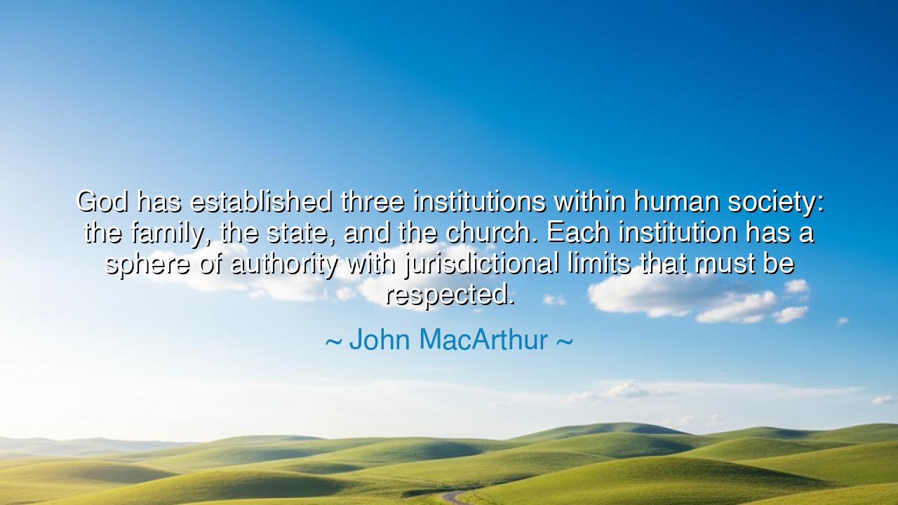 God has established three institutions within human society: the