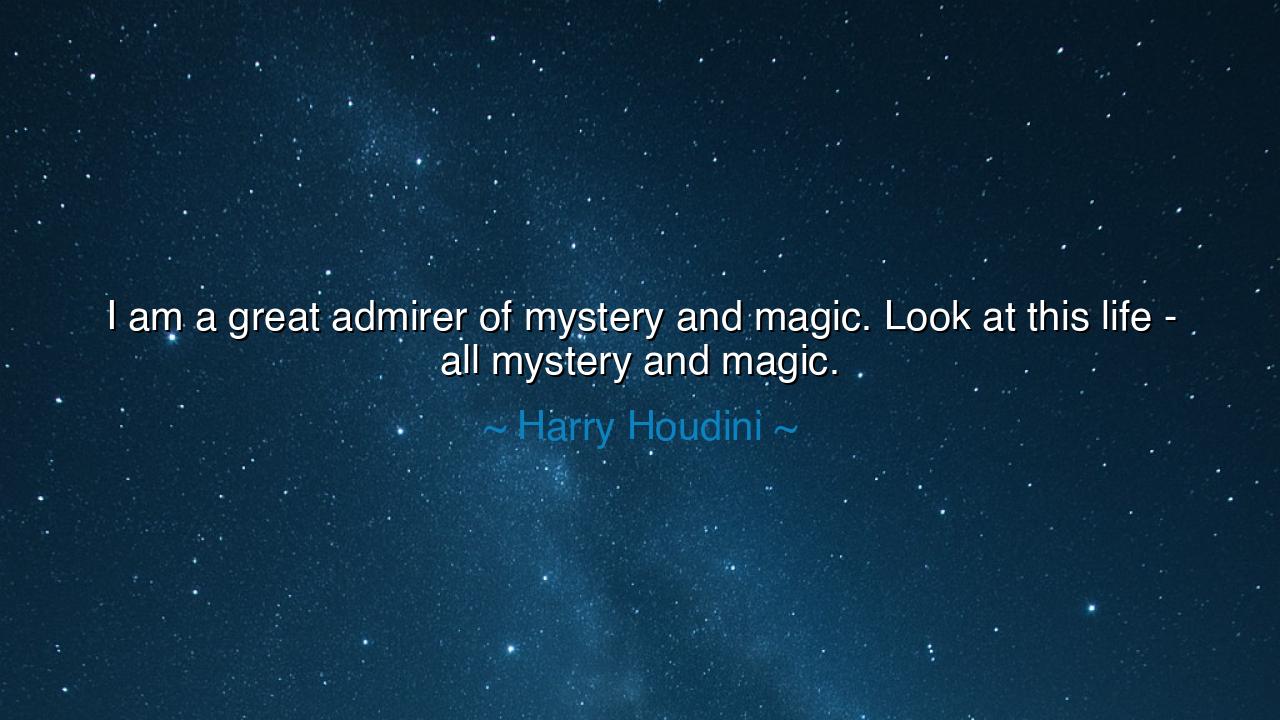 I am a great admirer of mystery and magic. Look at this life -