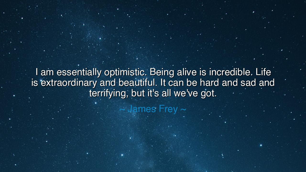 I am essentially optimistic. Being alive is incredible. Life is