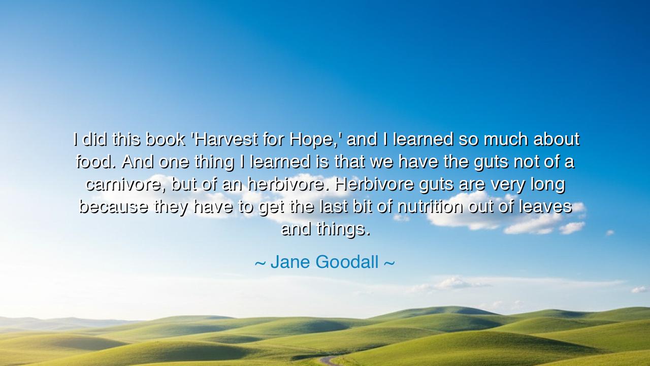 I did this book 'Harvest for Hope,' and I learned so much about