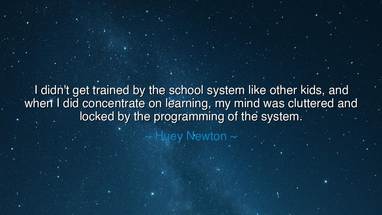 I didn't get trained by the school system like other kids, and