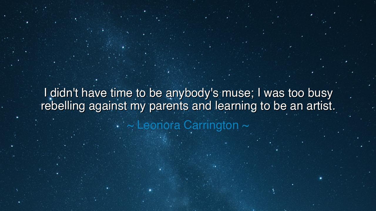 I didn't have time to be anybody's muse; I was too busy rebelling