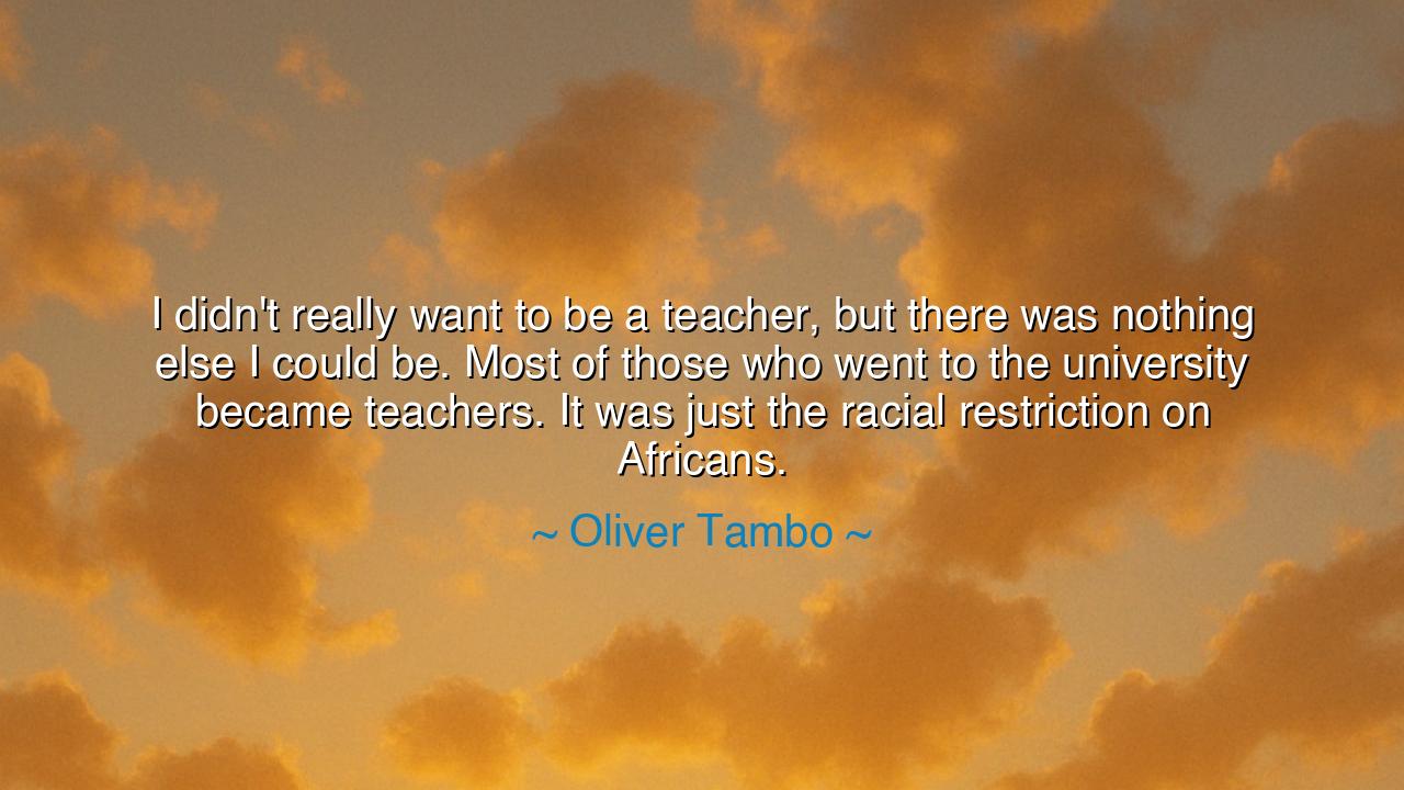 I didn't really want to be a teacher, but there was nothing else
