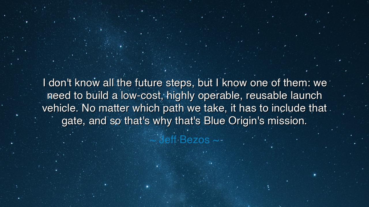 I don't know all the future steps, but I know one of them: we