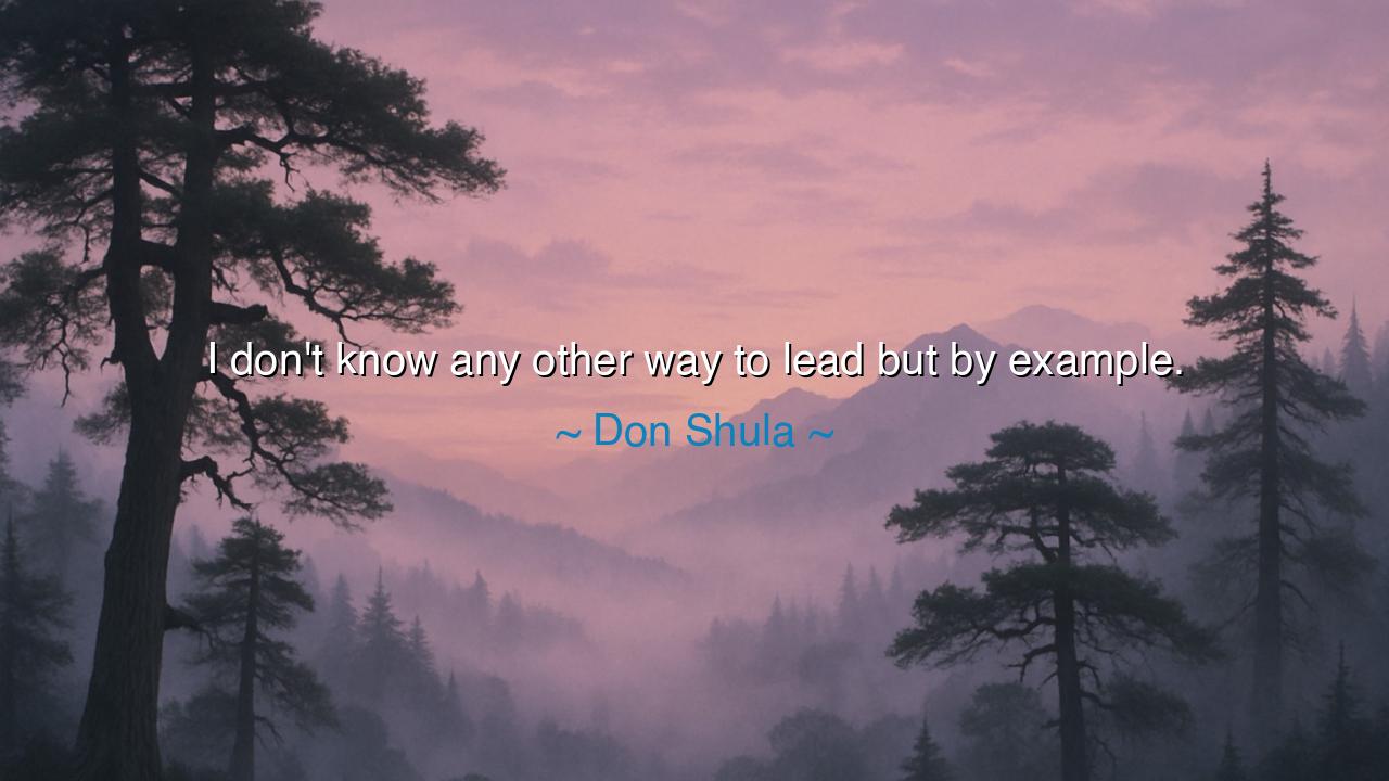 I don't know any other way to lead but by example.