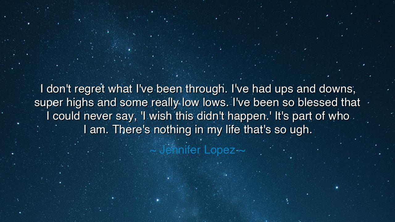 I don't regret what I've been through. I've had ups and downs