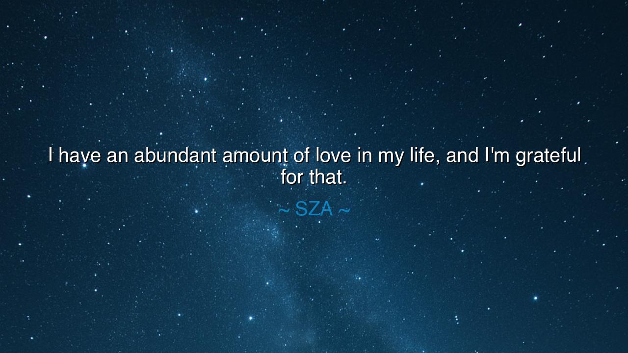 I have an abundant amount of love in my life, and I'm grateful