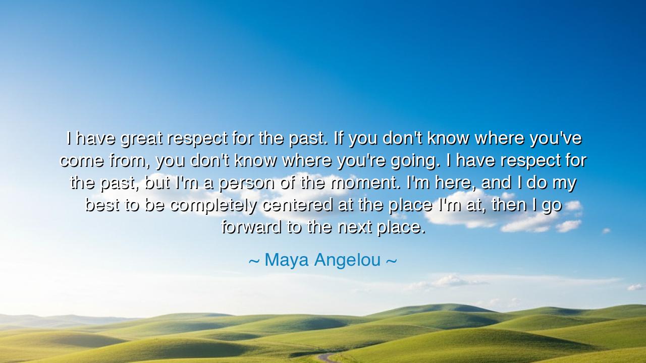 I have great respect for the past. If you don't know where you've