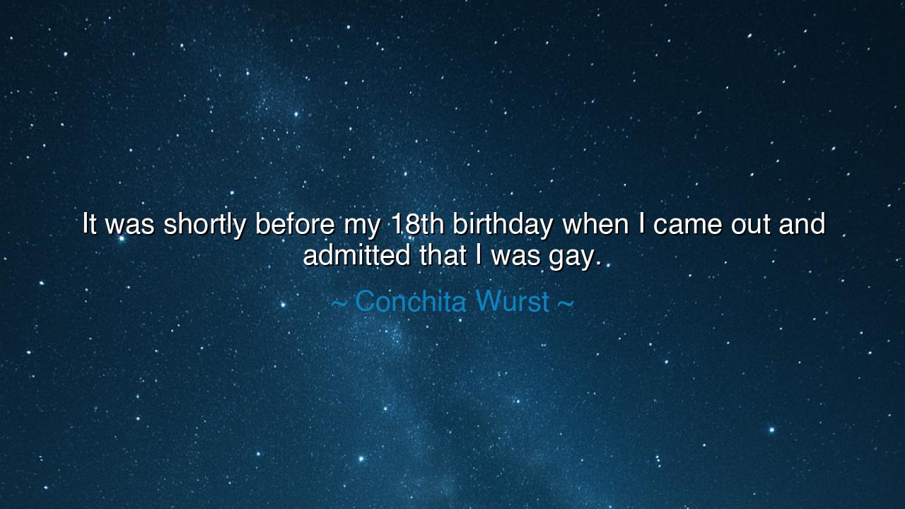 It was shortly before my 18th birthday when I came out and