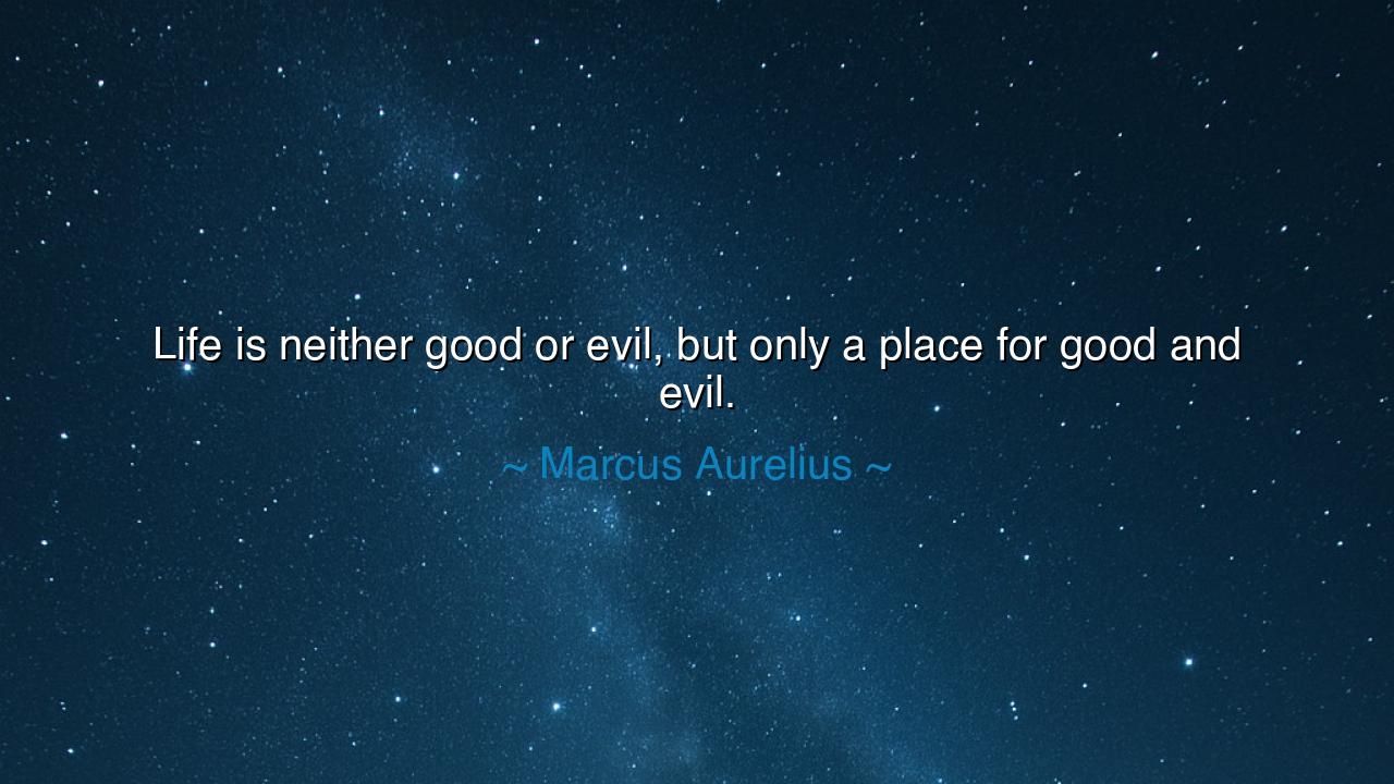 Life is neither good or evil, but only a place for good and evil.