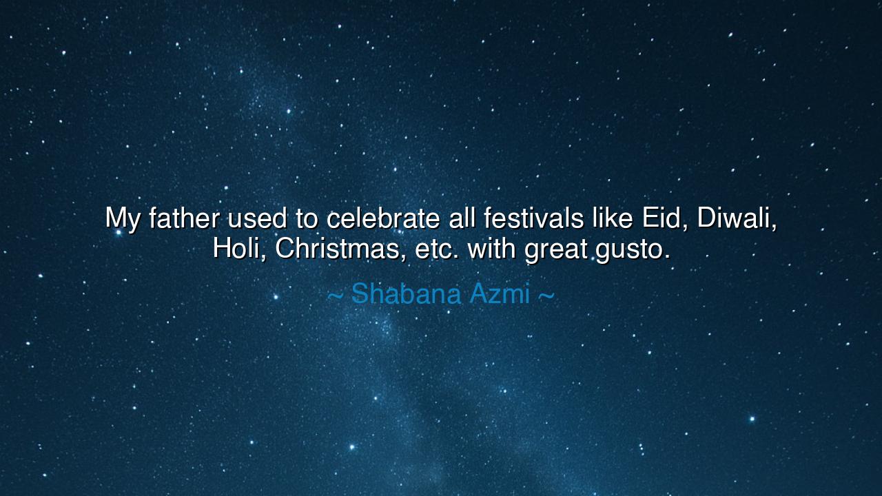 My father used to celebrate all festivals like Eid, Diwali, Holi