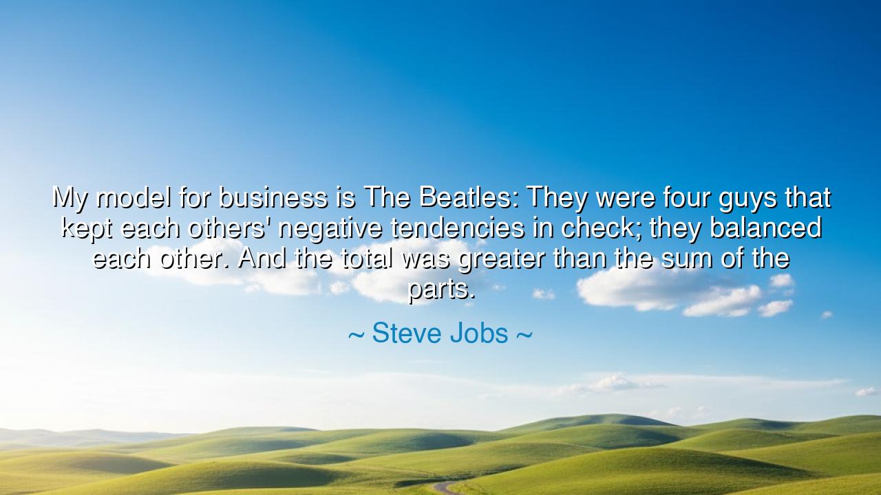 My model for business is The Beatles: They were four guys that