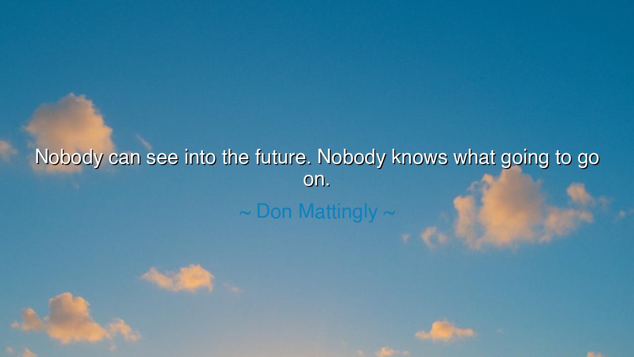 Nobody can see into the future. Nobody knows what going to go on.