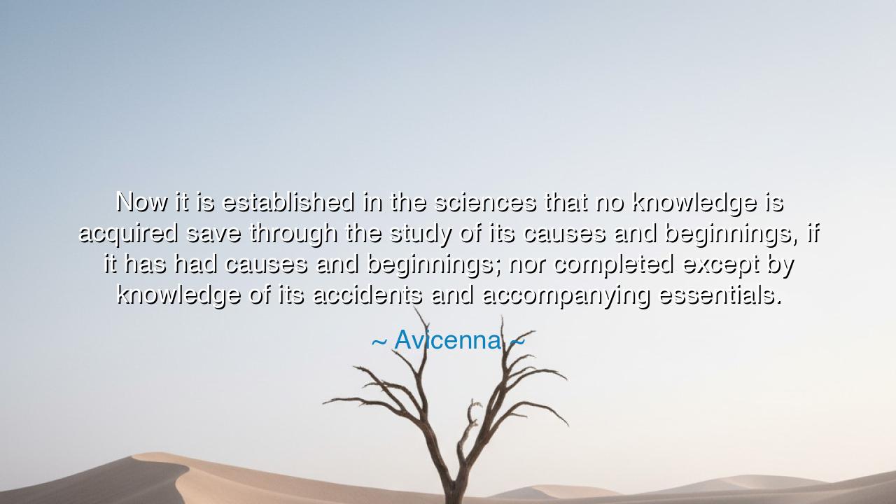 Now it is established in the sciences that no knowledge is