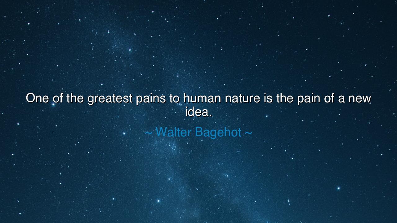 One of the greatest pains to human nature is the pain of a new
