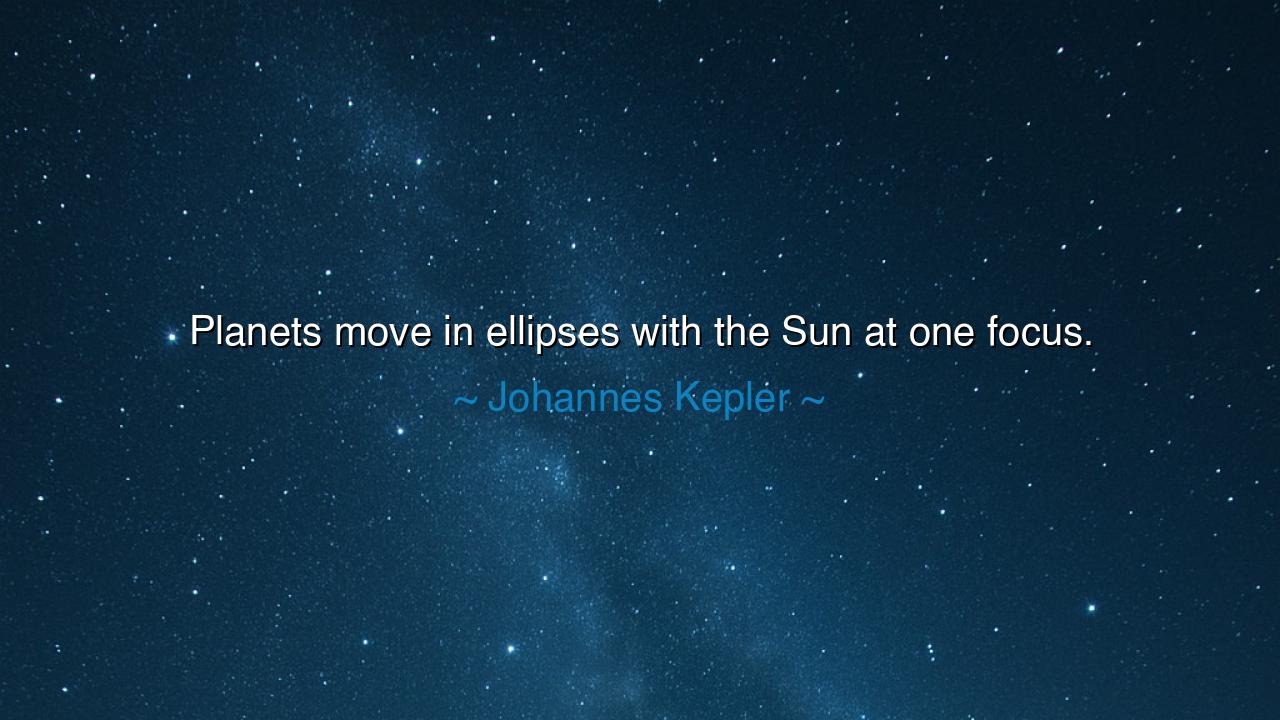 Planets move in ellipses with the Sun at one focus.