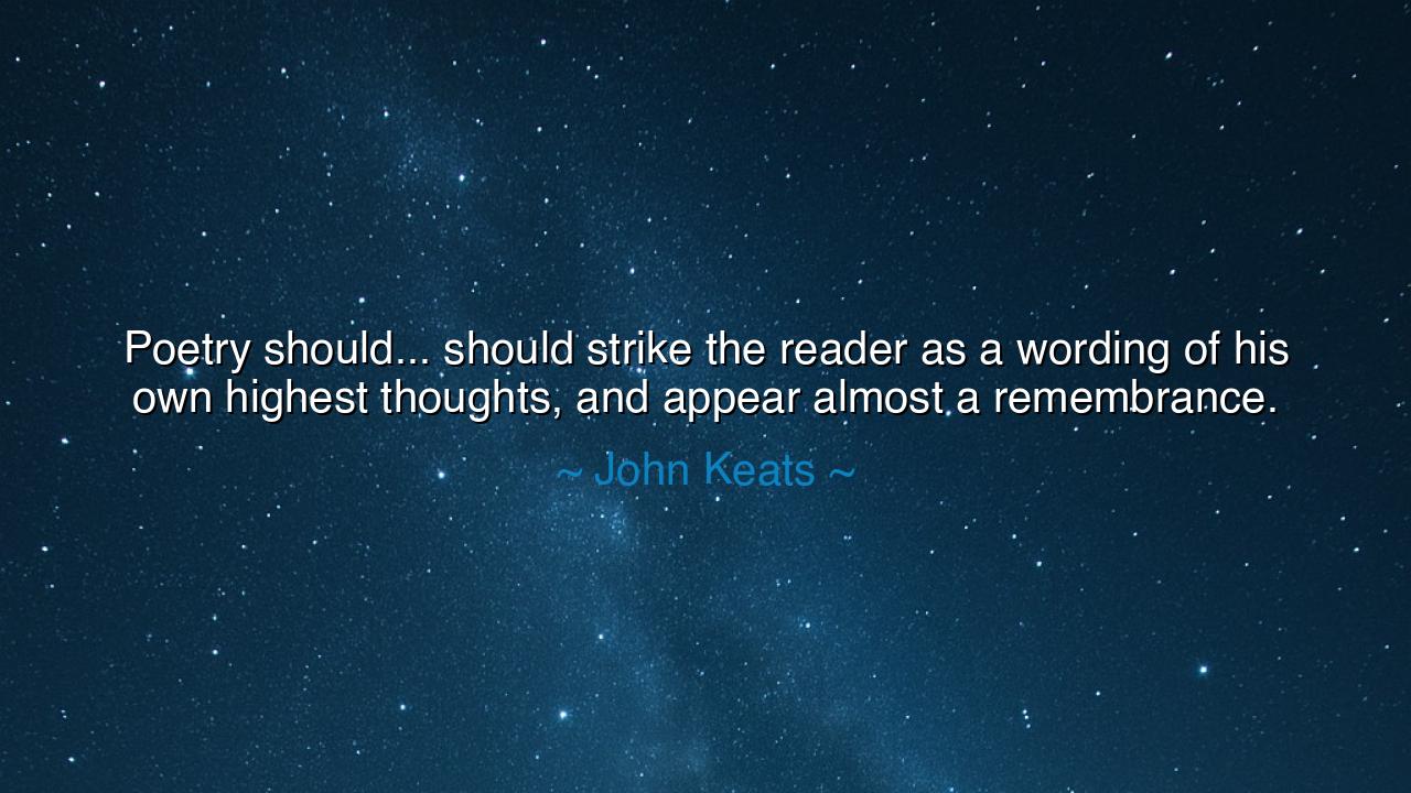 Poetry should... should strike the reader as a wording of his