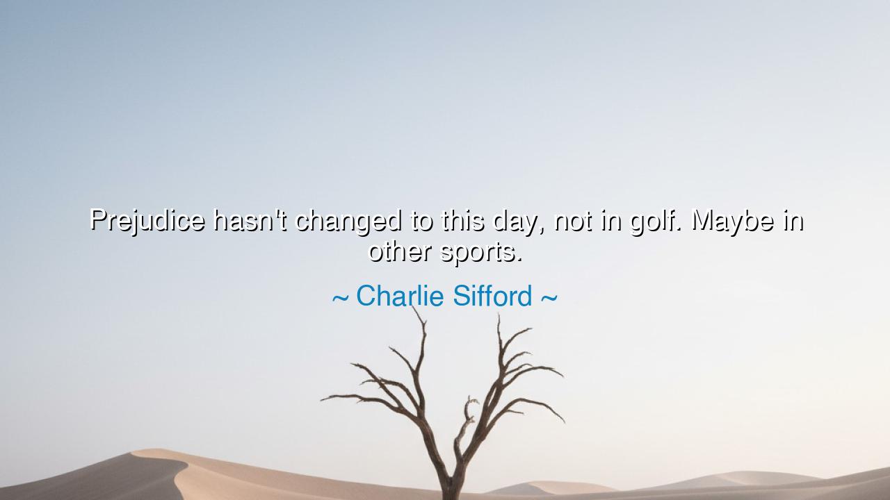 Prejudice hasn't changed to this day, not in golf. Maybe in