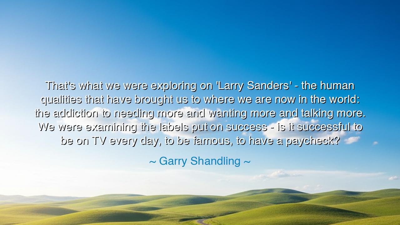 That's what we were exploring on 'Larry Sanders' - the human