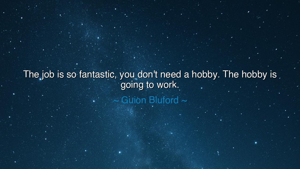 The job is so fantastic, you don't need a hobby. The hobby is
