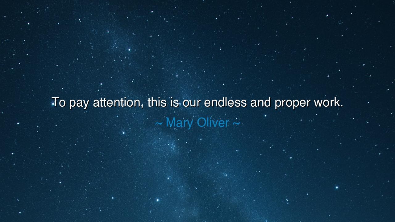 To pay attention, this is our endless and proper work.