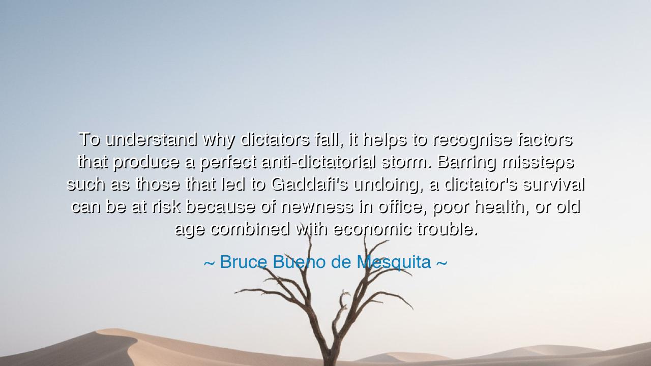 To understand why dictators fall, it helps to recognise factors