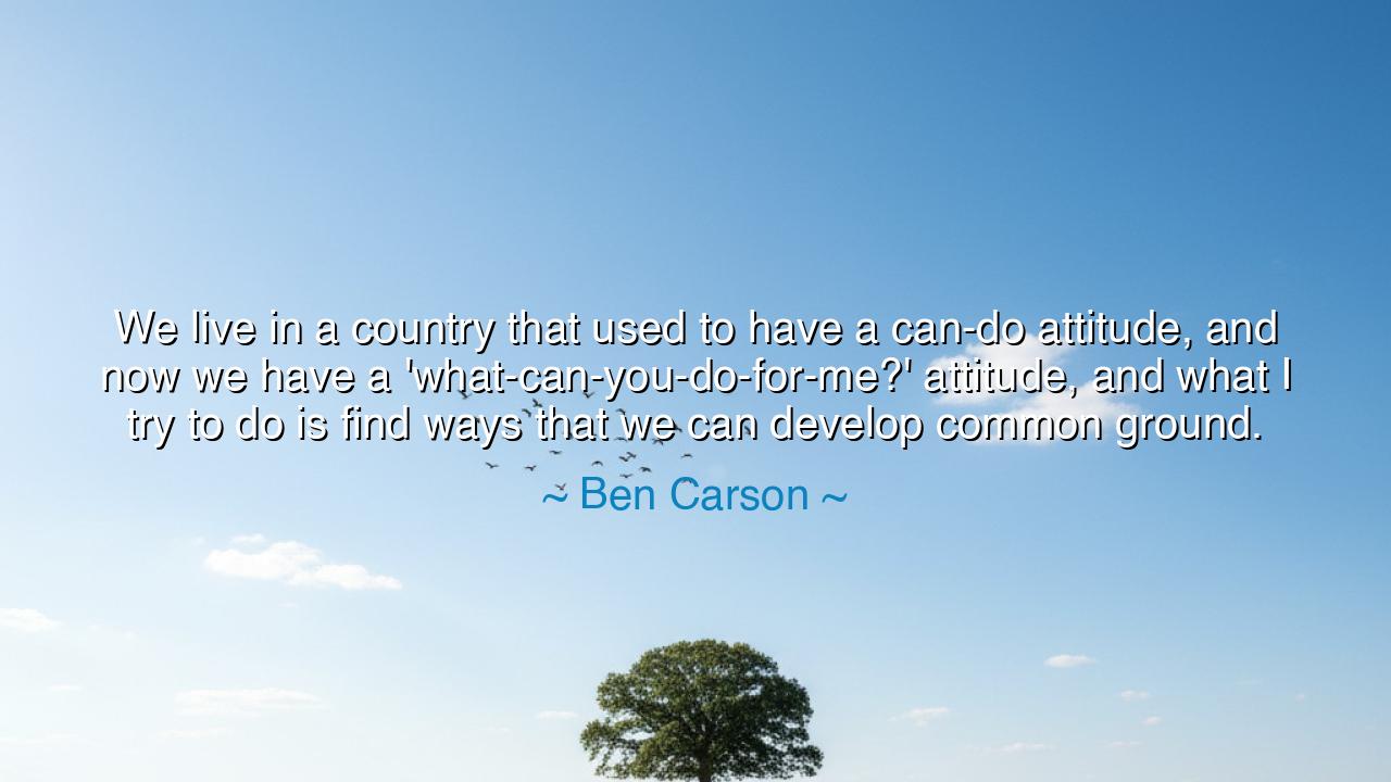 We live in a country that used to have a can-do attitude, and now