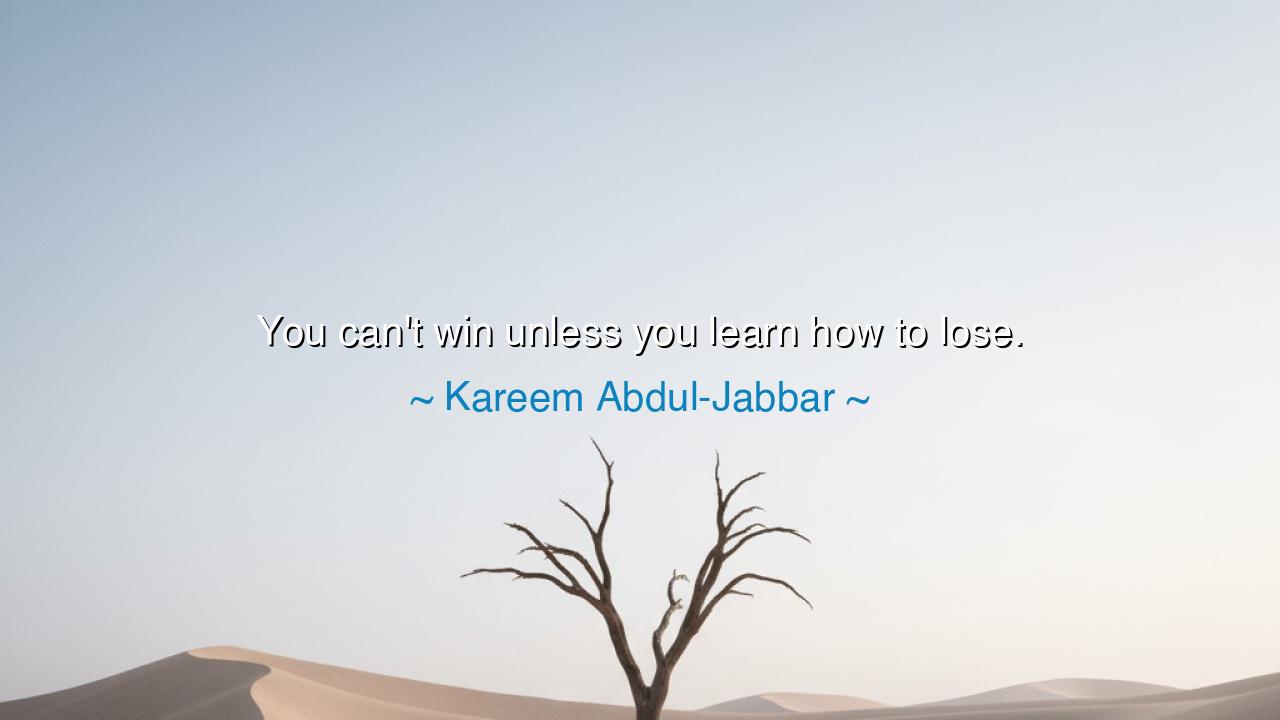 You can't win unless you learn how to lose.